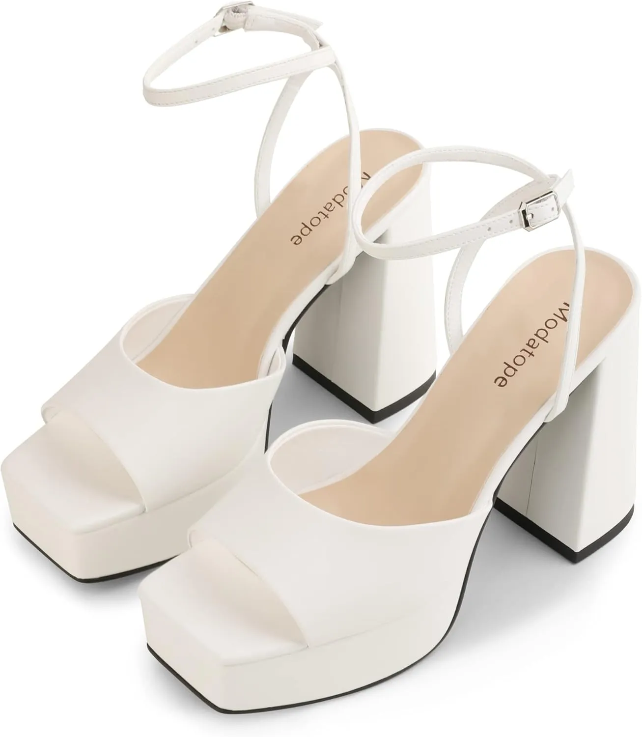 Modatope Platform Heels for Women Platform Sandals Womens Chunky Heel Open Toe Pumps Ankle Strap Womens Wedding Party Pumps Shoes