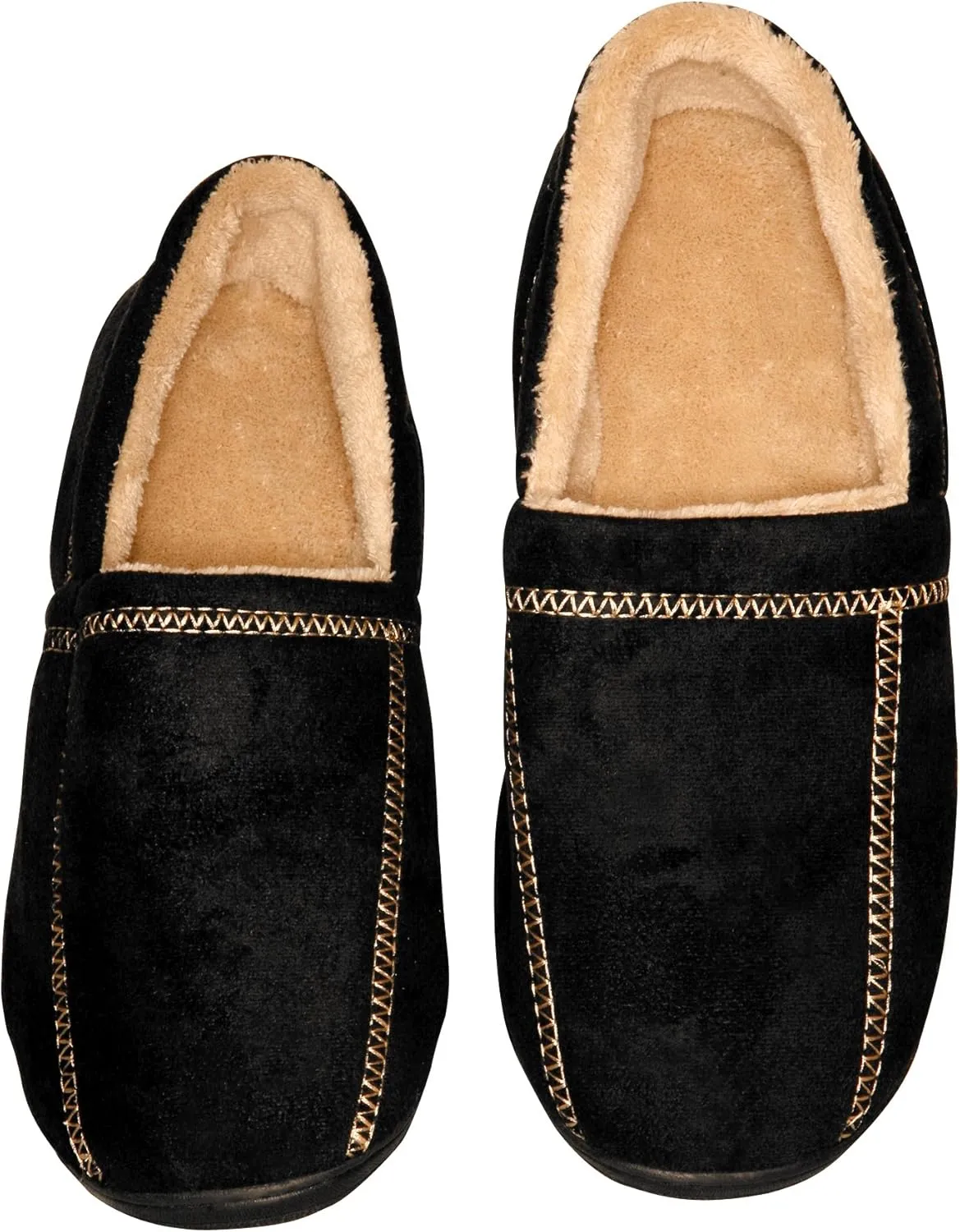 Modern Moccasin Memory Foam Men's Slipper, Size 13-14 - Stylish Microsuede - Long-Lasting Memory Foam - Warm Fleece Lining - Men's Slippers, Black