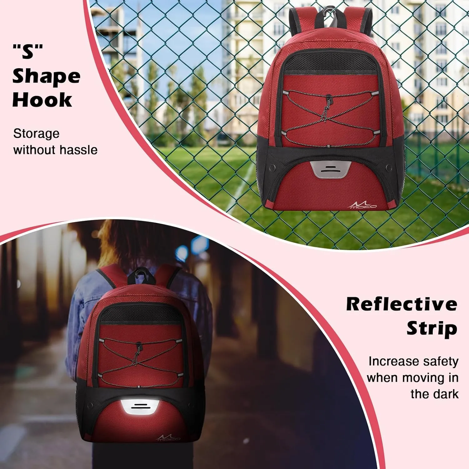 MoKo Basketball Bag Backpack, Soccer Backpack for Men & Women with Separate Ball and Shoes Compartments