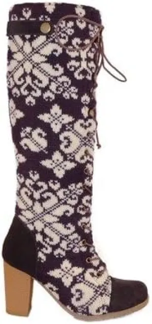 MUK LUKS Women's Knit Lace-Up Knee-High Boot