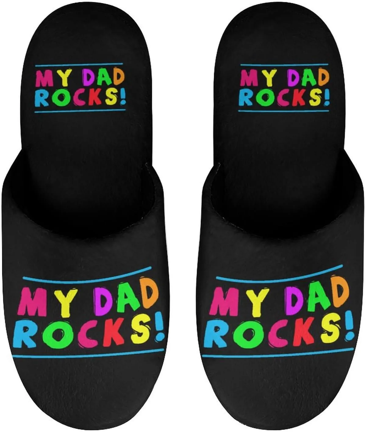 My Dad Rocks Men's Flannel Slipper House Warm Shoes Adult Slip On Soft Memory Foam for Indoor Outdoor