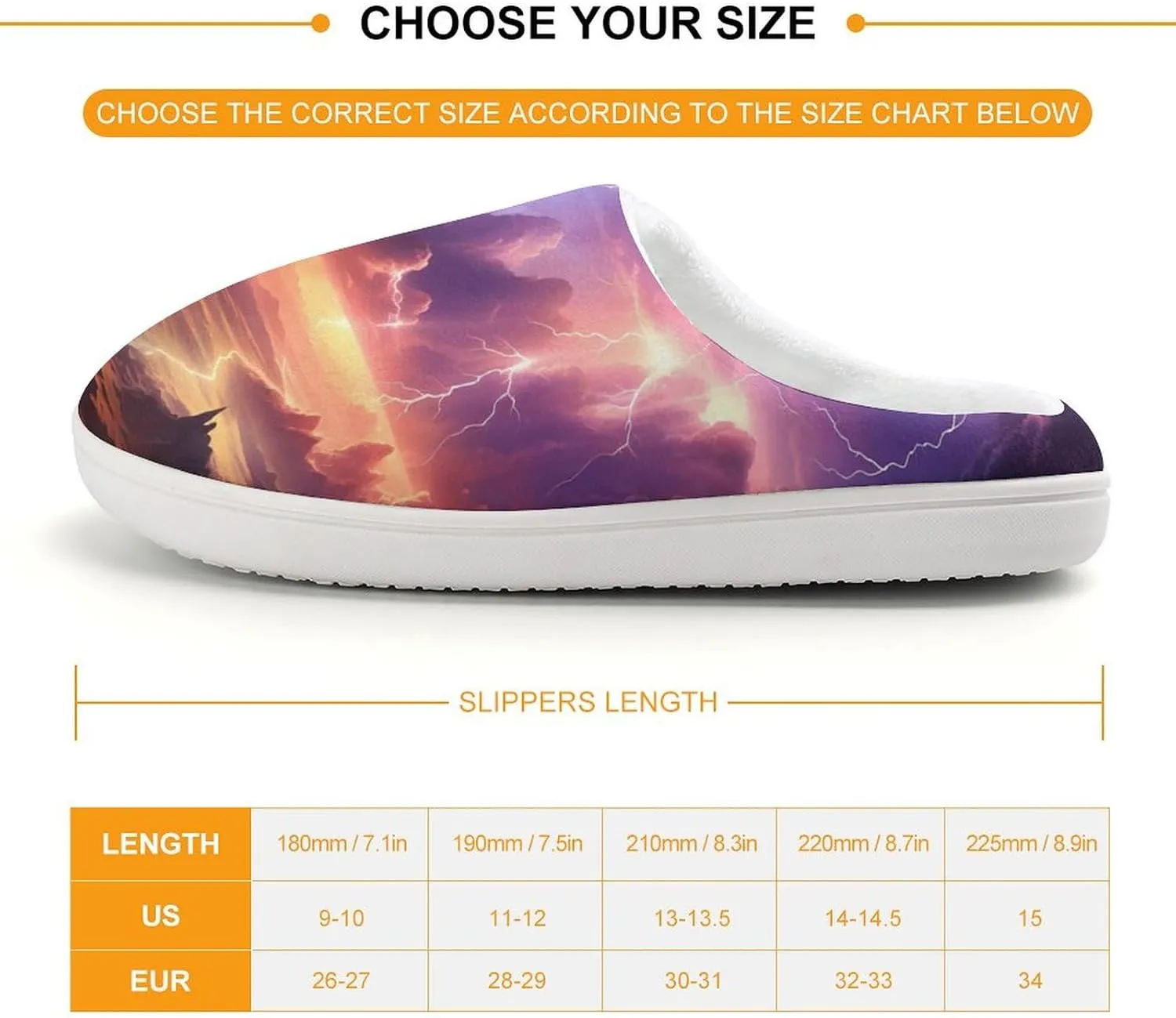 Nature Landscape Purple Thunder Storm Kids Slippers for Girls Boys Winter Warm Plush Slip On House Slippers for Indoor Outdoor