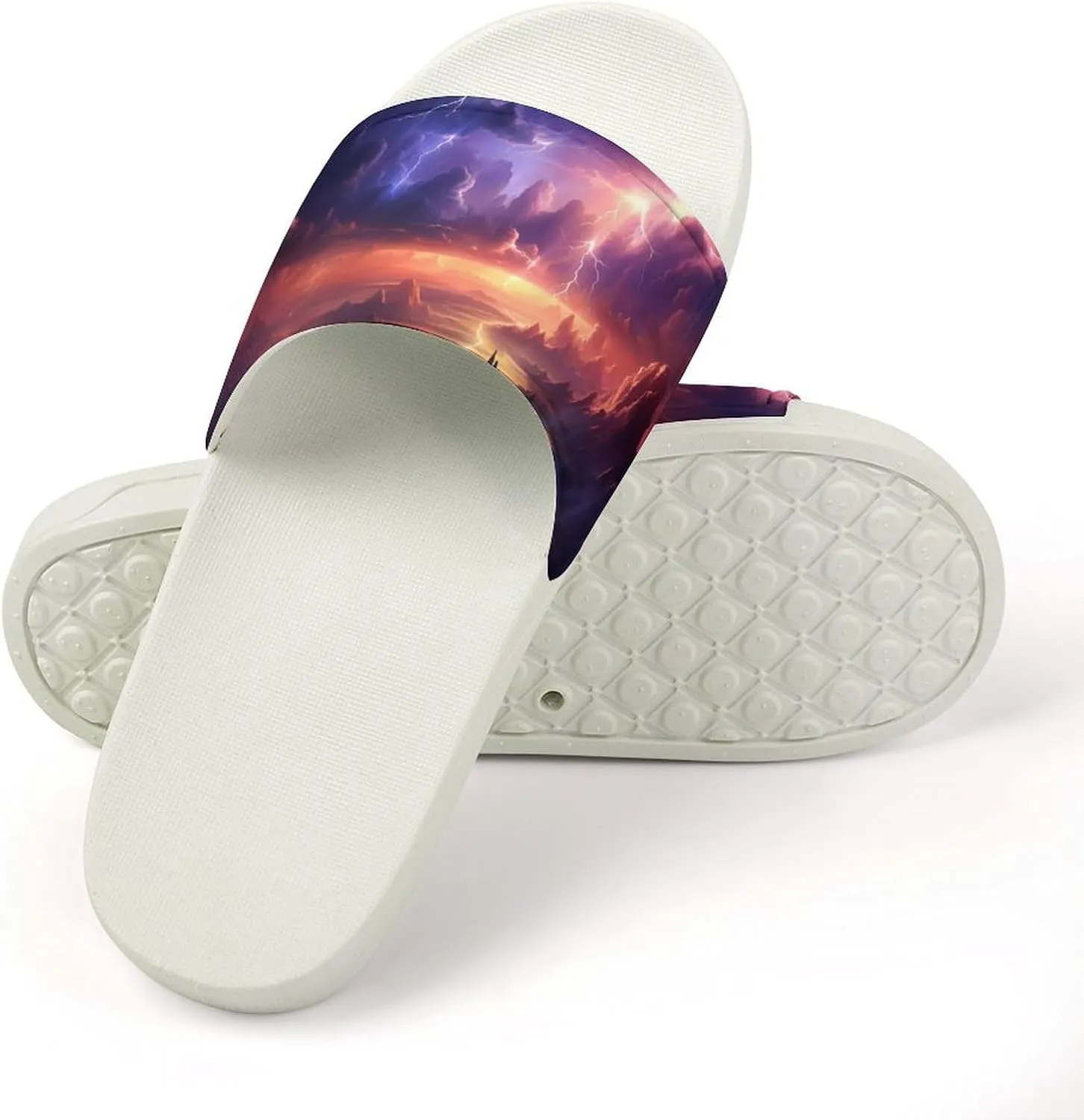 Nature Landscape Purple Thunder Storm Open Toe Slippers for Women And Men Non Slip Shower Slippers Home Slippers