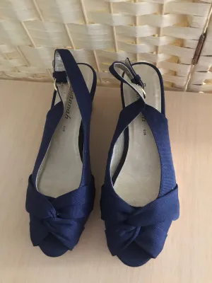 Navy Material Low Wedge Sandal in Size 5 Only -REDUCED