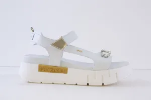 NeroGiardini - E410707D 707 LOW WEDGE STRAP SANDAL WITH JEWEL DETAIL - WHITE