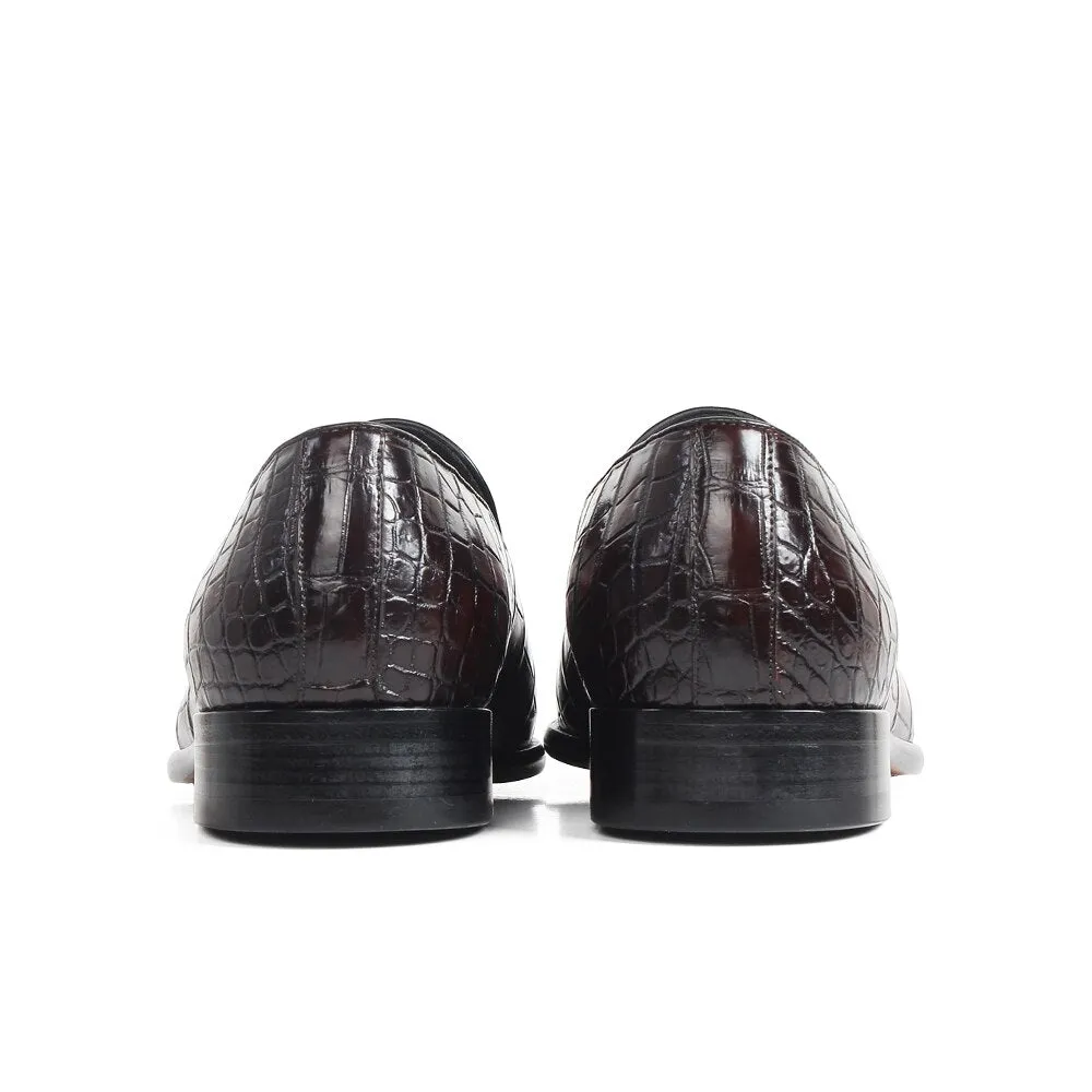 New 100% Crocodile Leather Loafers Shoes Men Patina Handmade Slip-On Mans Footwear Casual Round Toe Wedding Zapatos