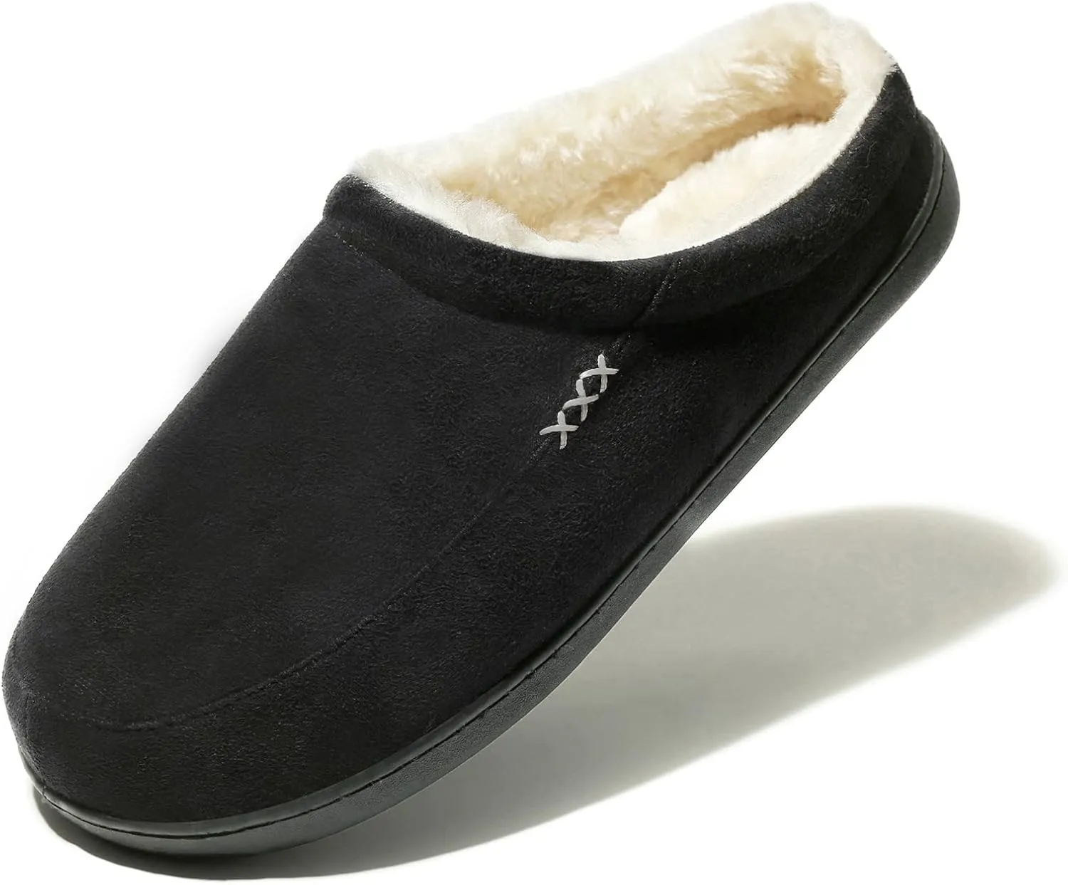 NewDenBer Men's Warm Memory Foam Suede Plush Fleece Lined Slip on Indoor Outdoor Clog House Slippers
