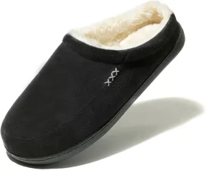 NewDenBer Men's Warm Memory Foam Suede Plush Fleece Lined Slip on Indoor Outdoor Clog House Slippers
