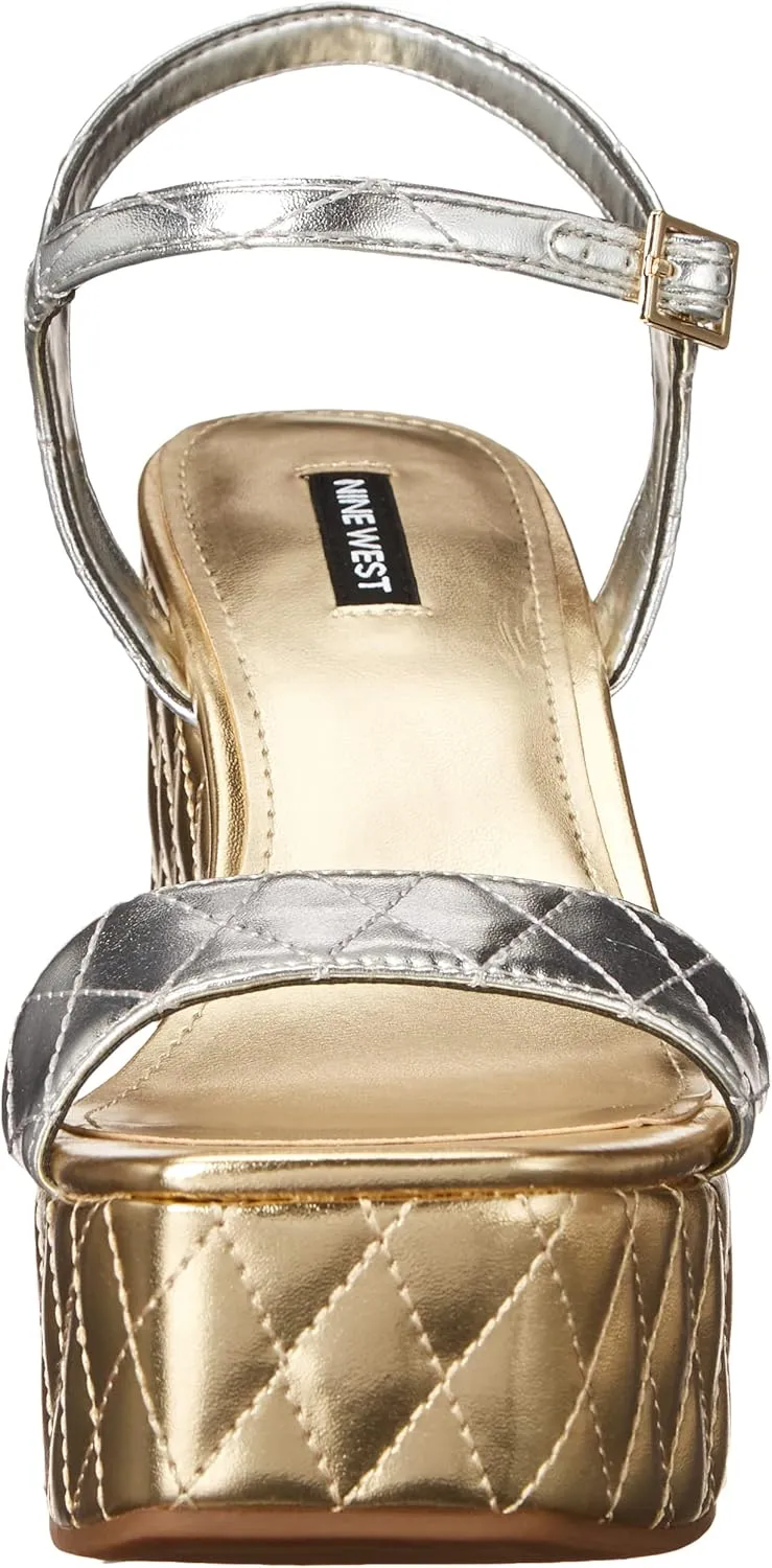 Nine West Women's Nila Squared Open Toe Platform Wedge Sandal