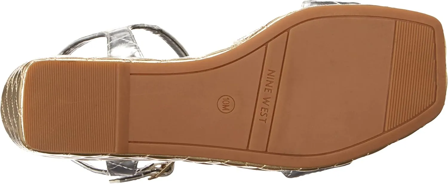 Nine West Women's Nila Squared Open Toe Platform Wedge Sandal