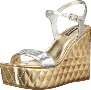Nine West Women's Nila Squared Open Toe Platform Wedge Sandal