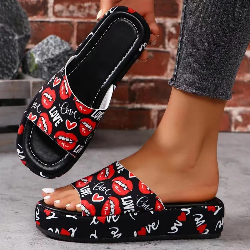 Non-slip, sweat-absorbing platform slippers