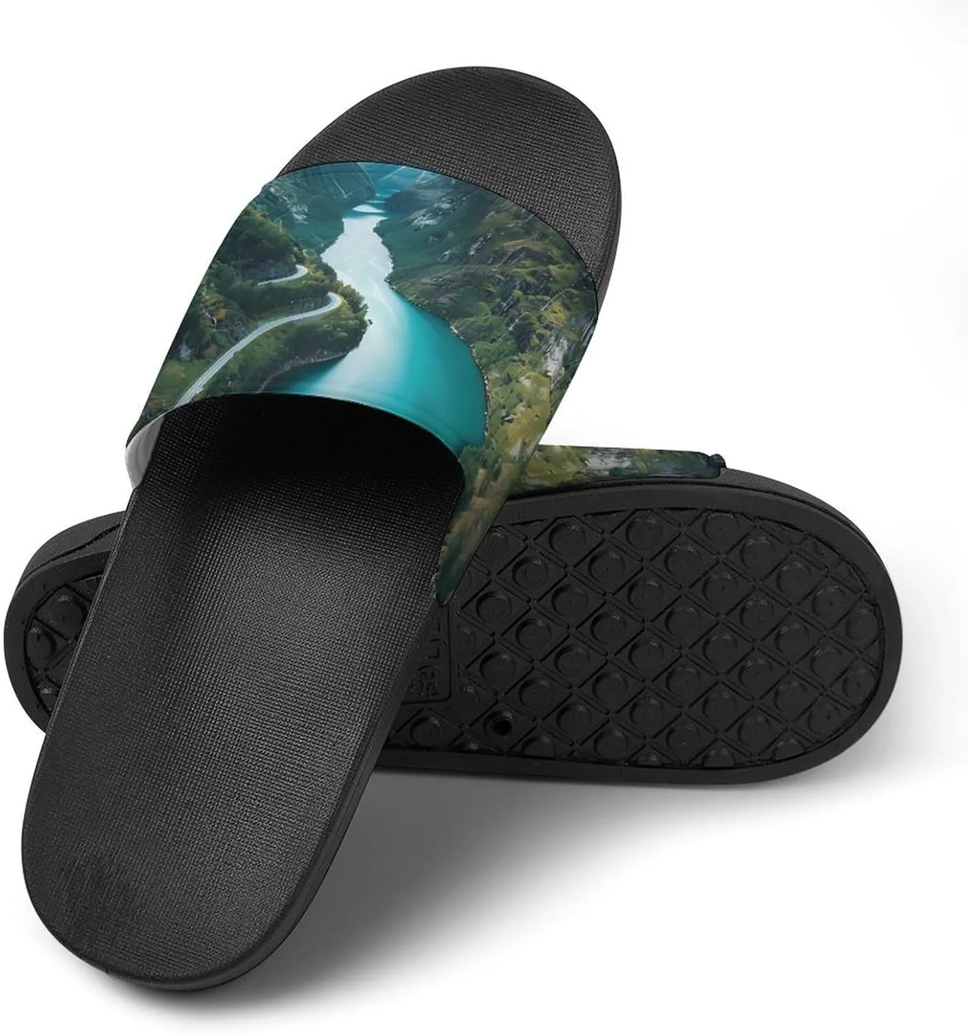 Norwegian Fjords Print PVC Home Slippers Non-Slip Shower Shoes Casual Bathroom Slippers for Women Men