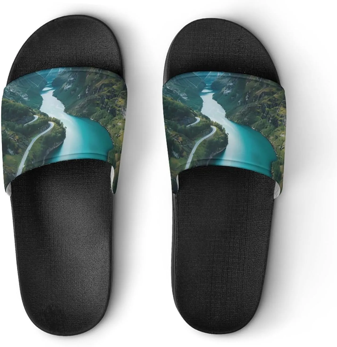 Norwegian Fjords Print PVC Home Slippers Non-Slip Shower Shoes Casual Bathroom Slippers for Women Men