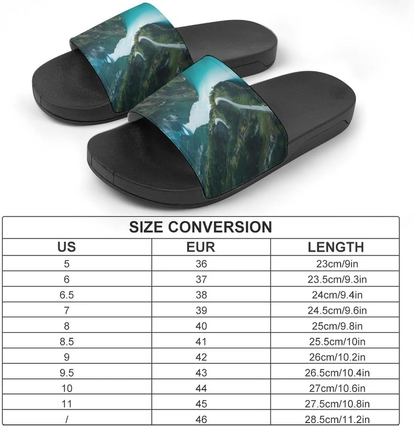 Norwegian Fjords Print PVC Home Slippers Non-Slip Shower Shoes Casual Bathroom Slippers for Women Men