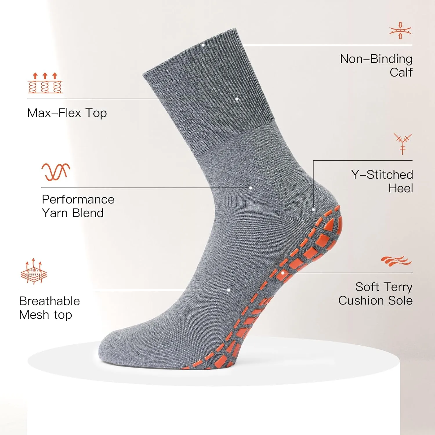 NOVAYARD 5 Pairs Non Slip Socks Hospital Diabetic Non Skid Slipper Socks Men Women