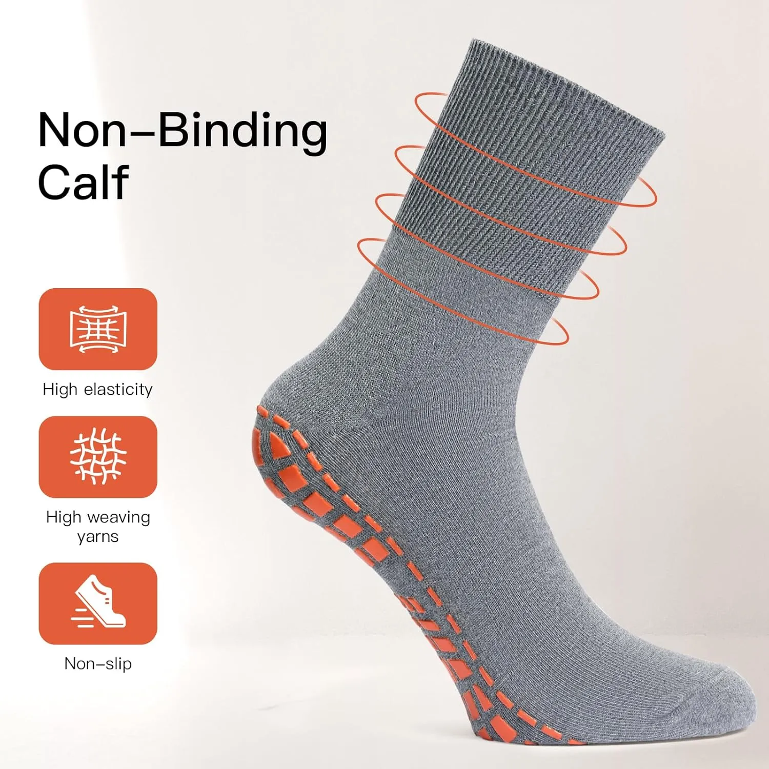 NOVAYARD 5 Pairs Non Slip Socks Hospital Diabetic Non Skid Slipper Socks Men Women