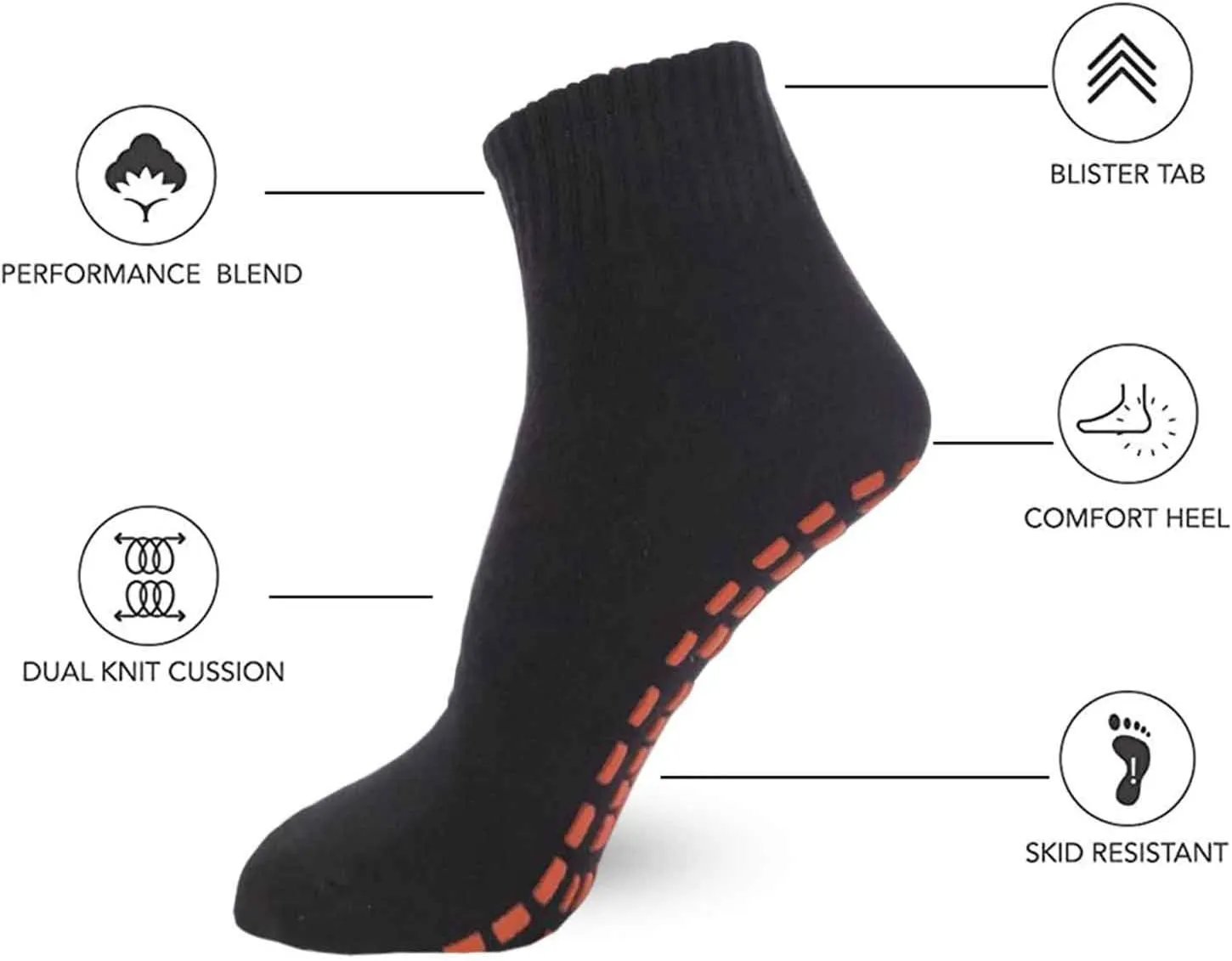 NOVAYARD 5 Pairs Non Slip Socks Non Skid Sticky Grippy Yoga Pilates Hospital Sock Men Women