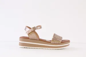 OH MY SANDALS - 5276TB LOW WEDGE SANDAL - BRONZE