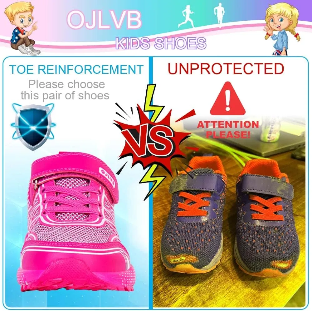 OJLVB Boys Girls Sneakers, Kids Tennis Running Shoes, Athletic Walking Gym Trail Shoe Breathable Lightweight