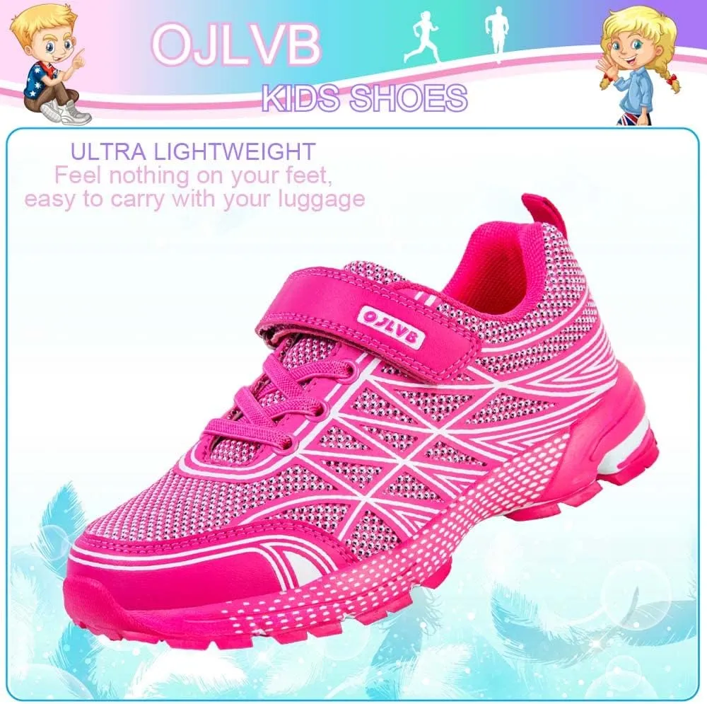 OJLVB Boys Girls Sneakers, Kids Tennis Running Shoes, Athletic Walking Gym Trail Shoe Breathable Lightweight