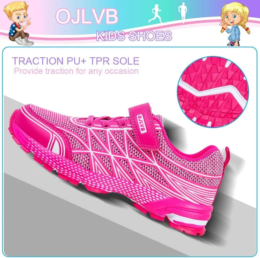 OJLVB Boys Girls Sneakers, Kids Tennis Running Shoes, Athletic Walking Gym Trail Shoe Breathable Lightweight