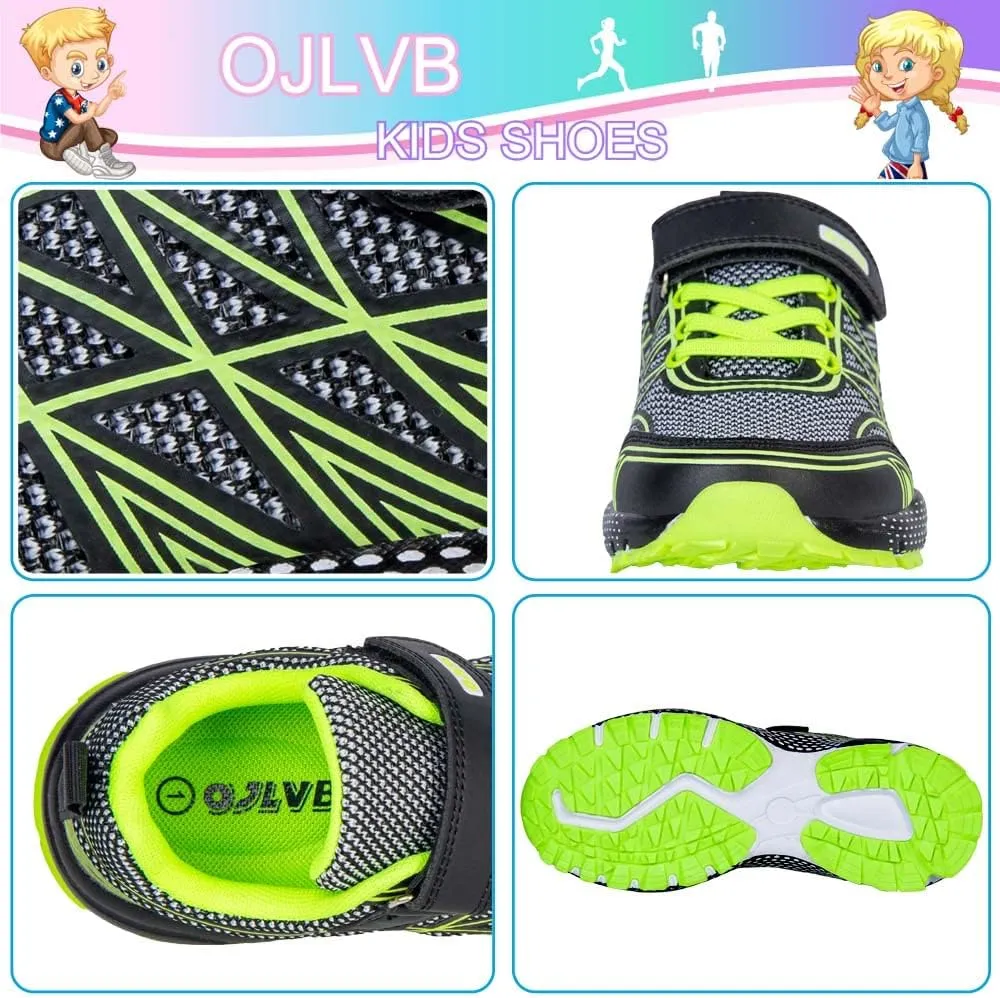 OJLVB Boys Girls Sneakers, Kids Tennis Running Shoes, Athletic Walking Gym Trail Shoe Breathable Lightweight