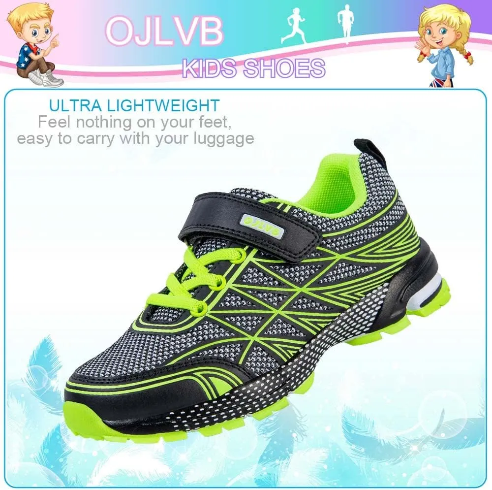 OJLVB Boys Girls Sneakers, Kids Tennis Running Shoes, Athletic Walking Gym Trail Shoe Breathable Lightweight