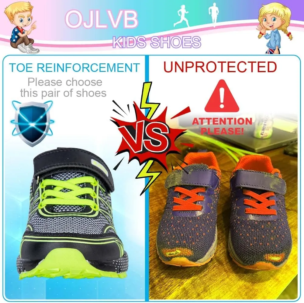 OJLVB Boys Girls Sneakers, Kids Tennis Running Shoes, Athletic Walking Gym Trail Shoe Breathable Lightweight
