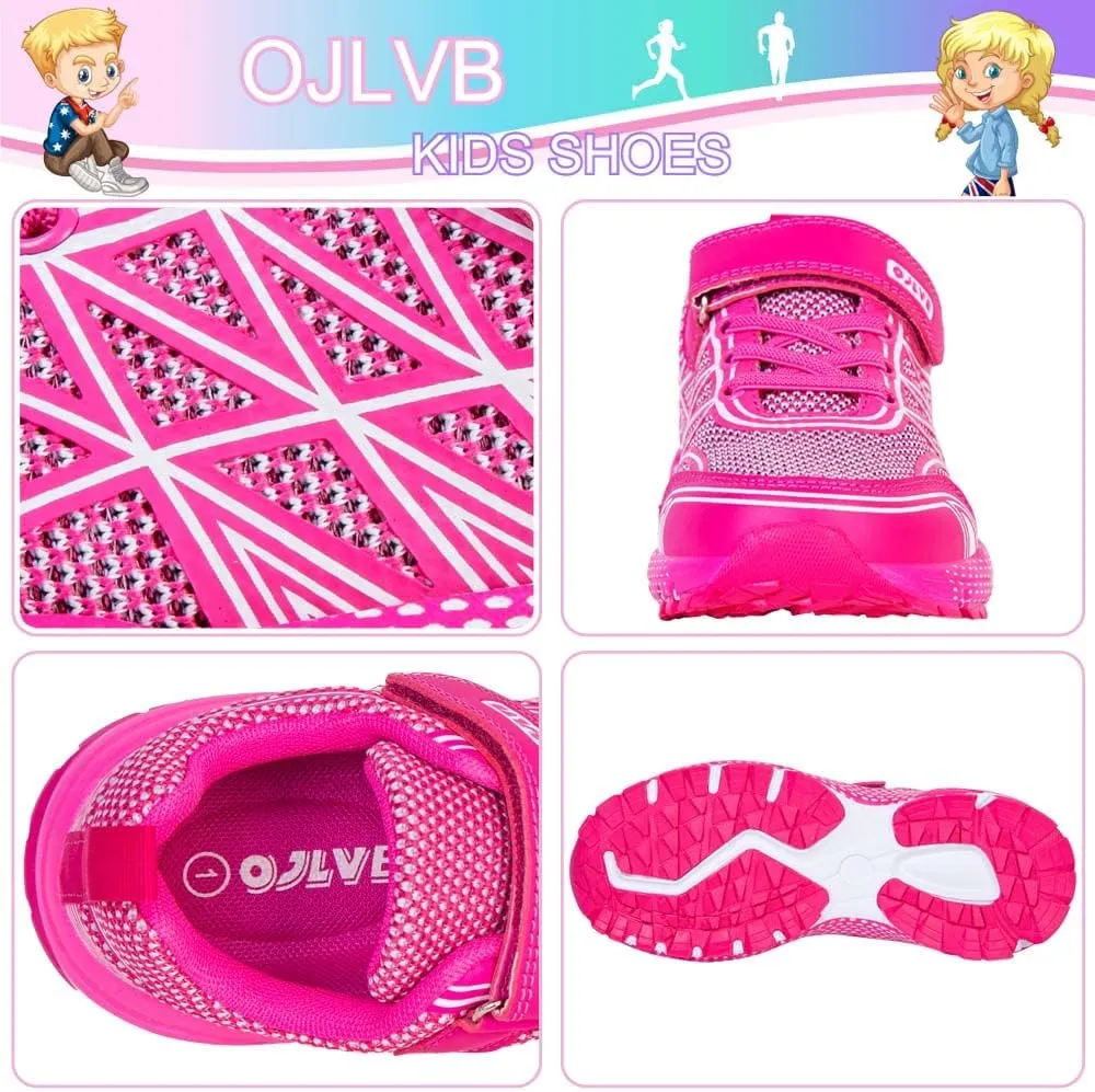 OJLVB Boys Girls Sneakers, Kids Tennis Running Shoes, Athletic Walking Gym Trail Shoe Breathable Lightweight