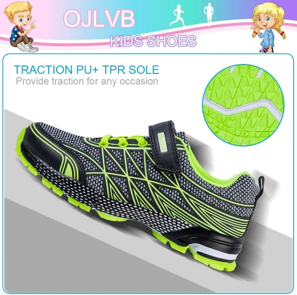 OJLVB Boys Girls Sneakers, Kids Tennis Running Shoes, Athletic Walking Gym Trail Shoe Breathable Lightweight