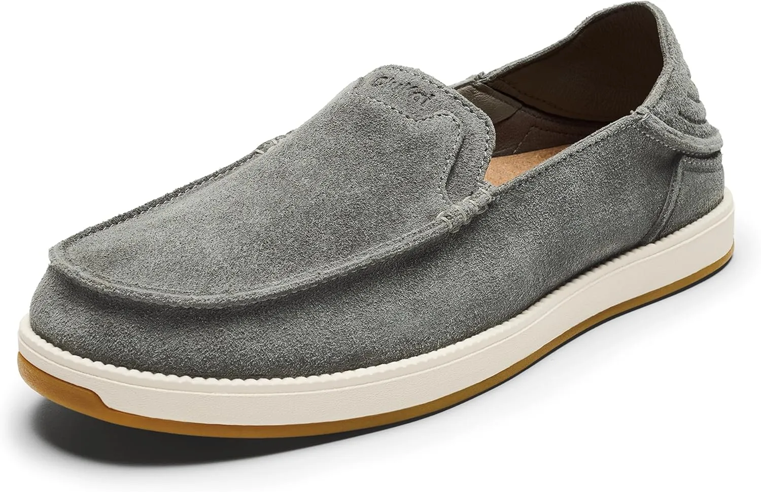 OLUKAI Kakaha Nia Men's Leather Sneakers, Supple Full-Grain Leather Shoes, Drop-in Heel & All Weather Rubber Soles