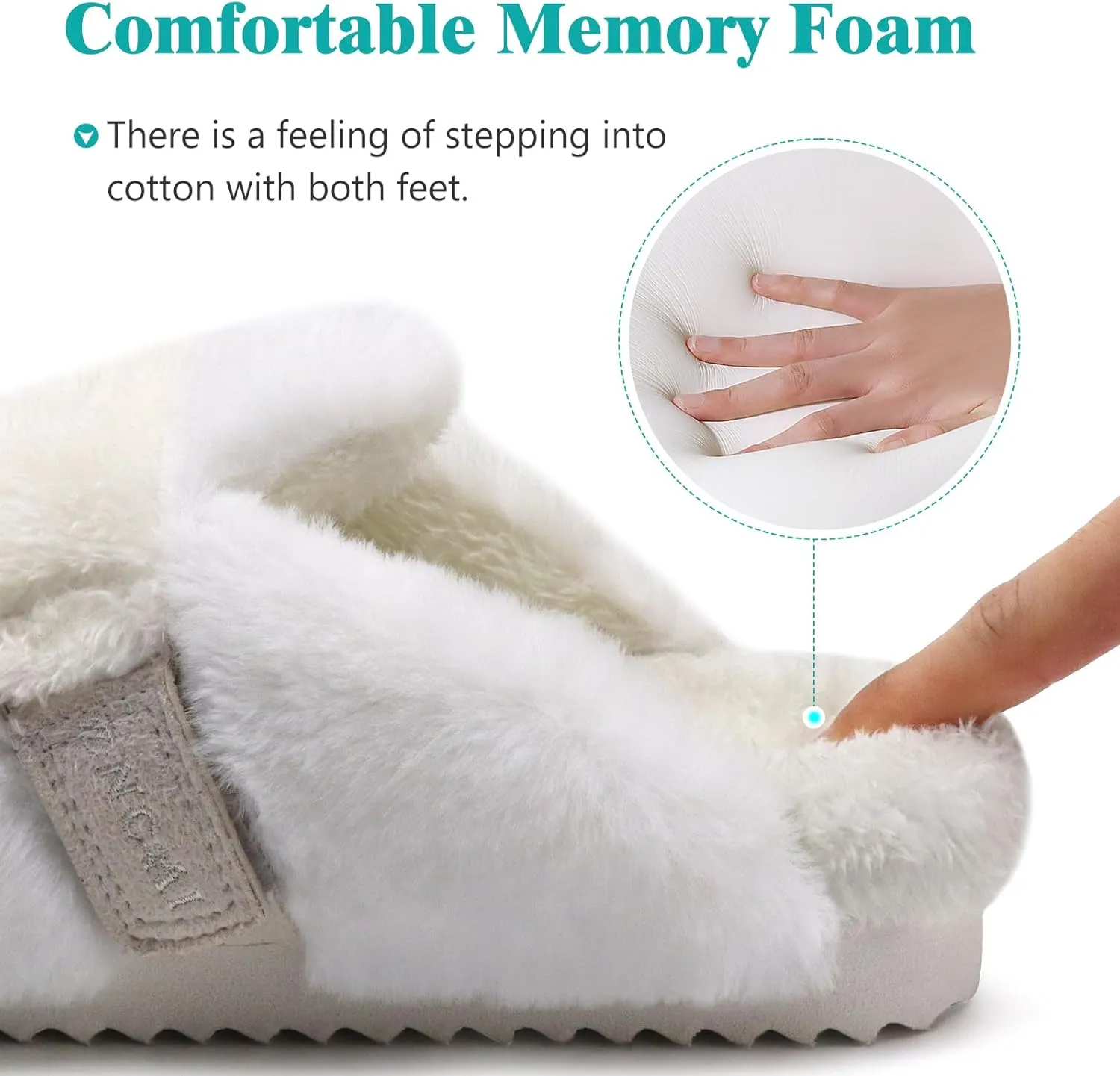 ONCAI Women's Slippers, Plush Faux Fur Soft Cushion Comfortable Memory Foam Slip On House Slippers with Hard Rubber Soles Indoor/Outdoor Winter Warm Fashion, US Size 6-11