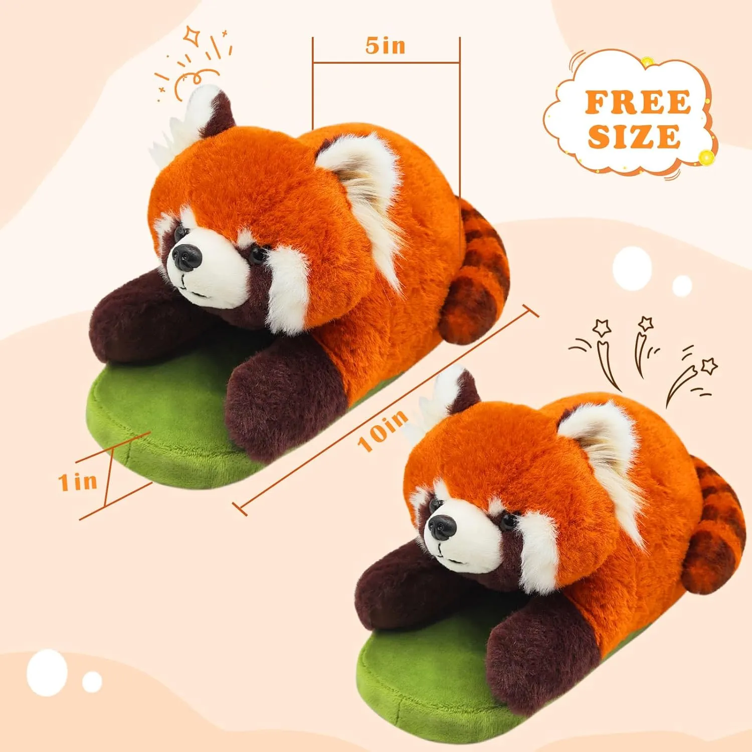 Openhaha Animal Slippers - Cute Fluffy Non-slip Raccoon Gifts for Women, Men