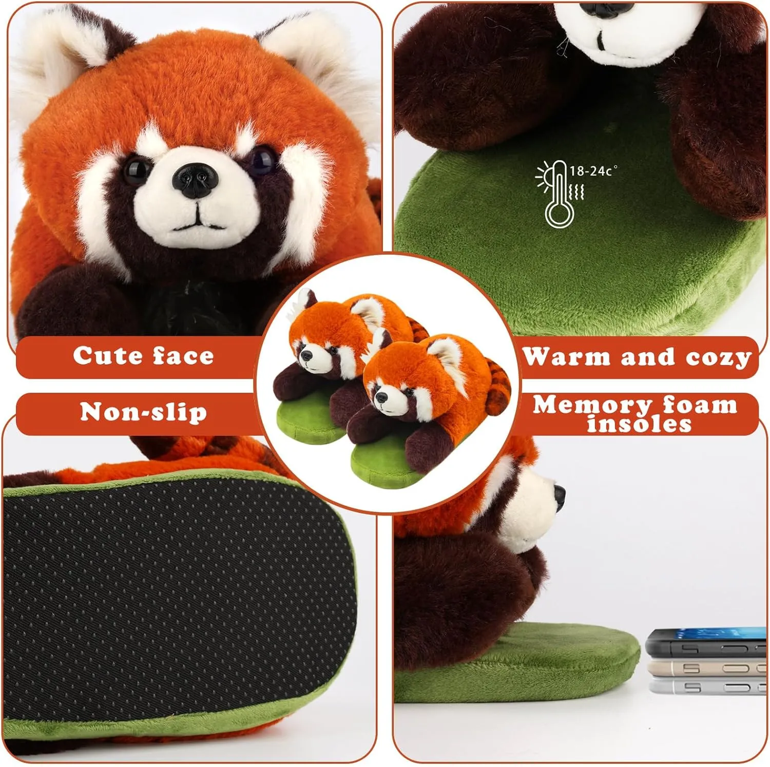 Openhaha Animal Slippers - Cute Fluffy Non-slip Raccoon Gifts for Women, Men