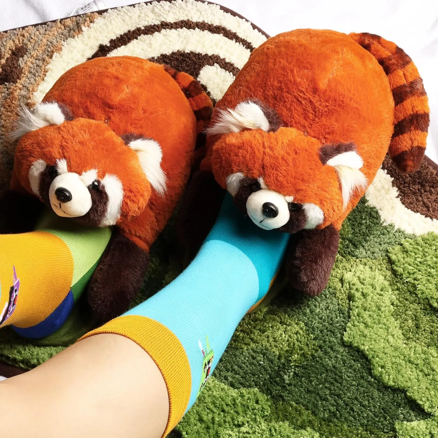 Openhaha Animal Slippers - Cute Fluffy Non-slip Raccoon Gifts for Women, Men