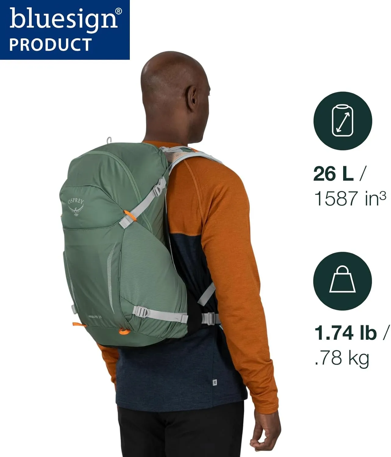 Osprey Hikelite 26L Unisex Hiking Backpack, Pine Leaf Green
