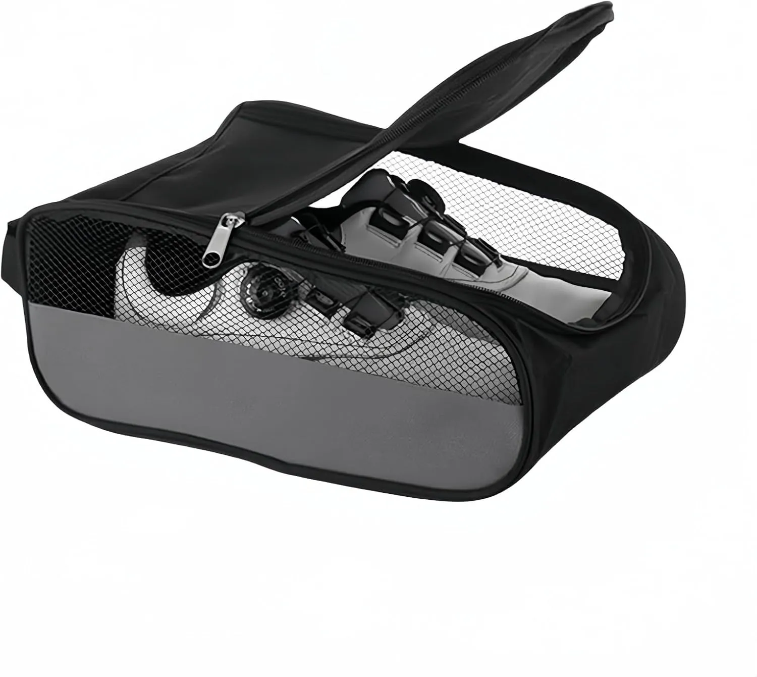 Outdoor Golf Shoe Bag for Travel, Waterproof & Breathable Zippered Sports Golf Shoe Carrier Bags for Men Women (Grey)