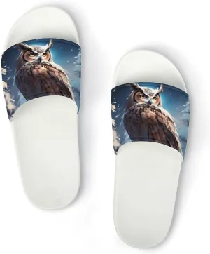 Owls in Snow Snowflakes Home Slipper PVC Open Toe Shower Shoes Non-Slip Bathroom Sandals Pool Sandals for Men Women