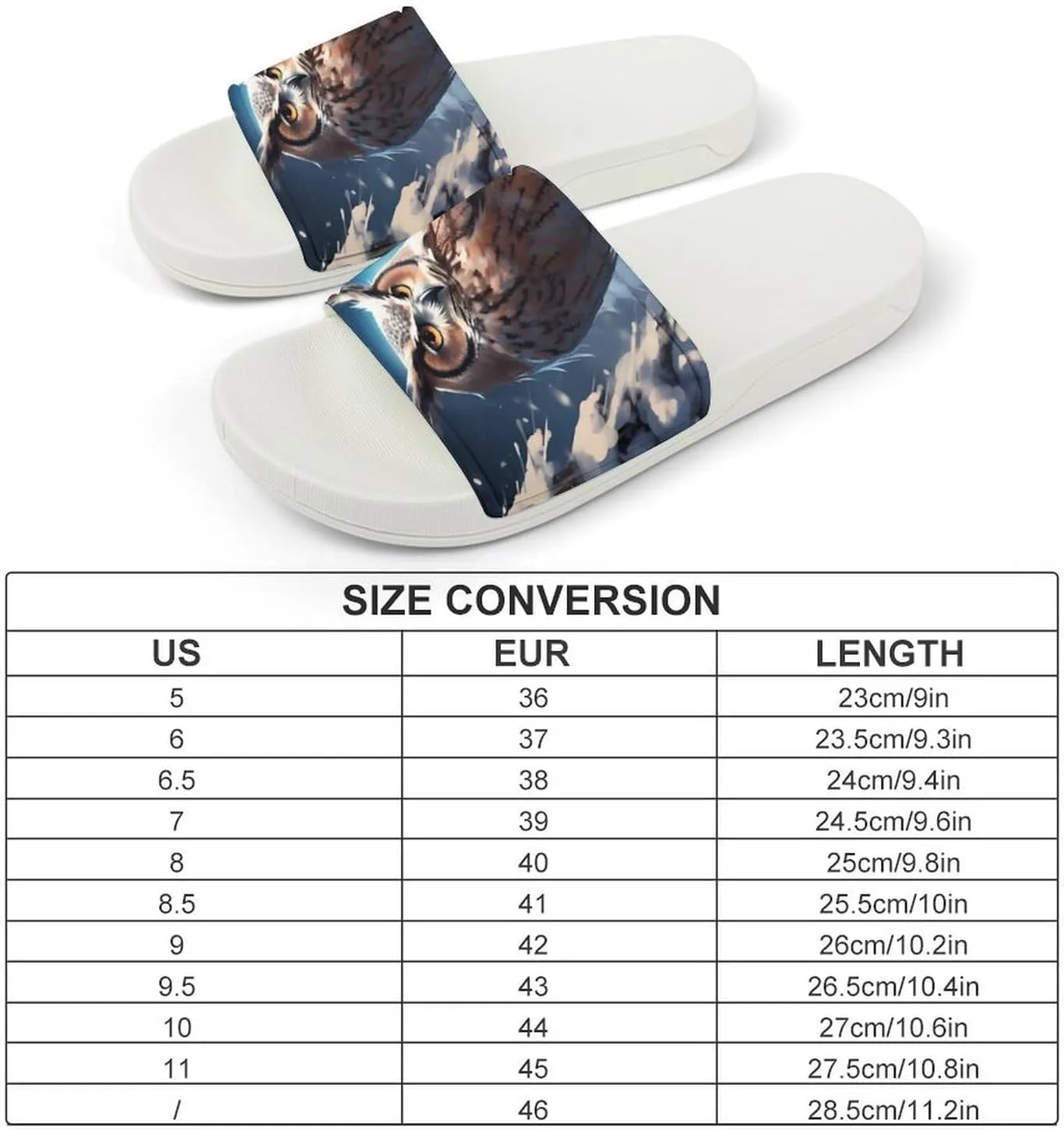 Owls in Snow Snowflakes Home Slipper PVC Open Toe Shower Shoes Non-Slip Bathroom Sandals Pool Sandals for Men Women