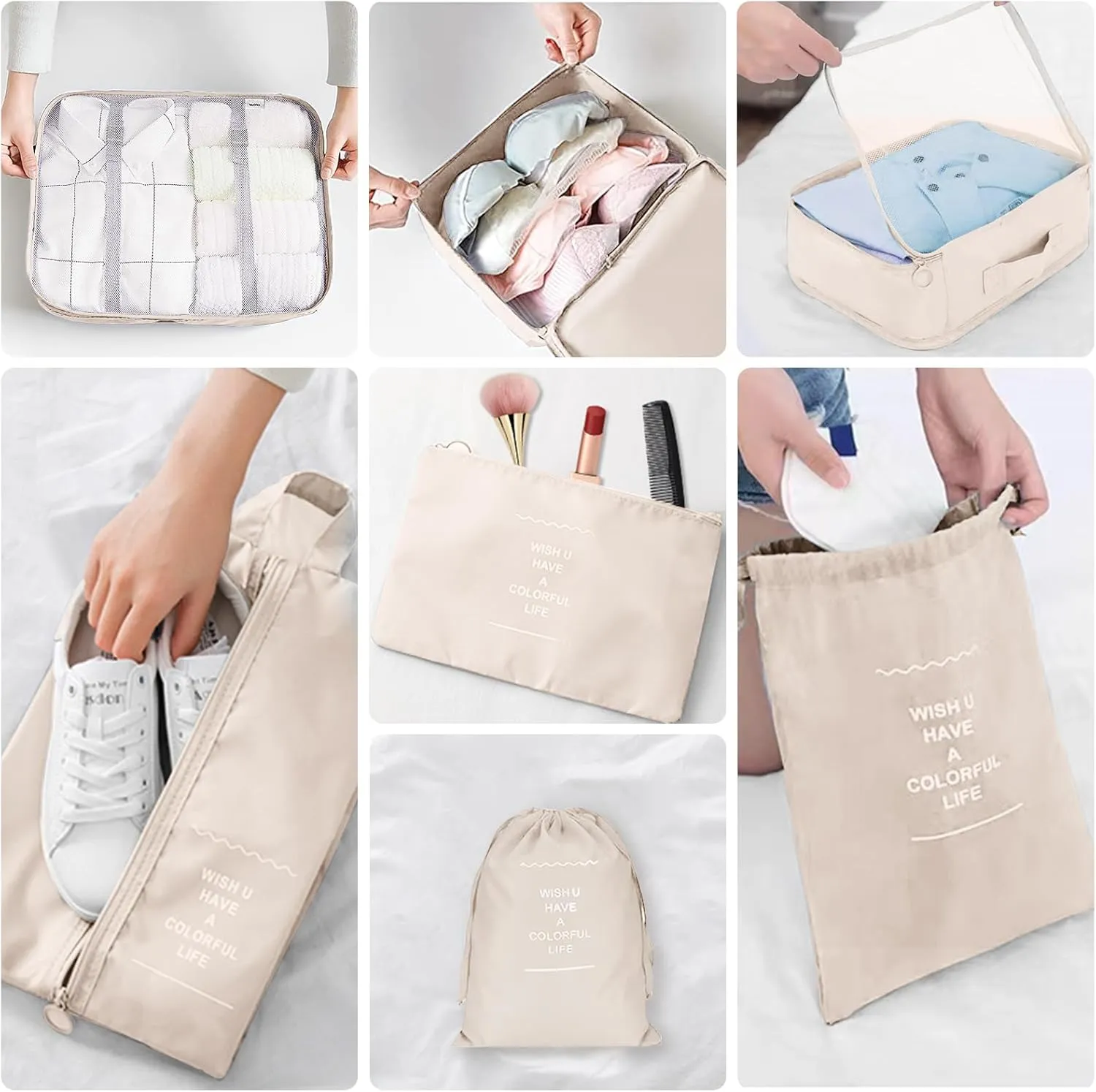 Packing Cubes - 10 Set Luggage Organizer Bags for Family, Mesh Breathable Travel Packing Cubes for Suitcases, Durable Travel Essentials Bags Set
