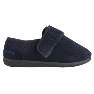 Padders Extra Wide Fit Velcro Slippers - Oliver - Navy
