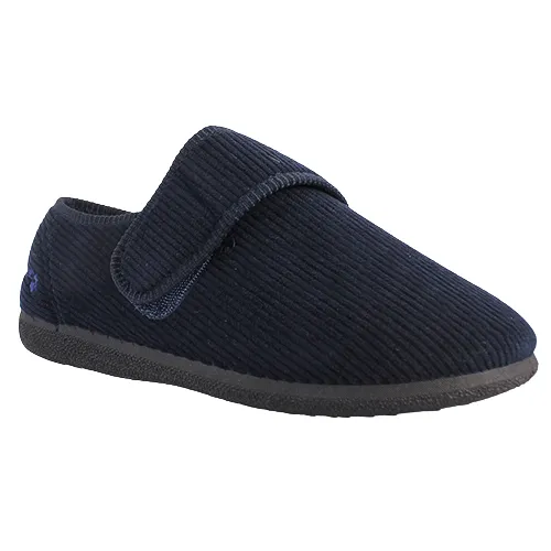 Padders Extra Wide Fit Velcro Slippers - Oliver - Navy