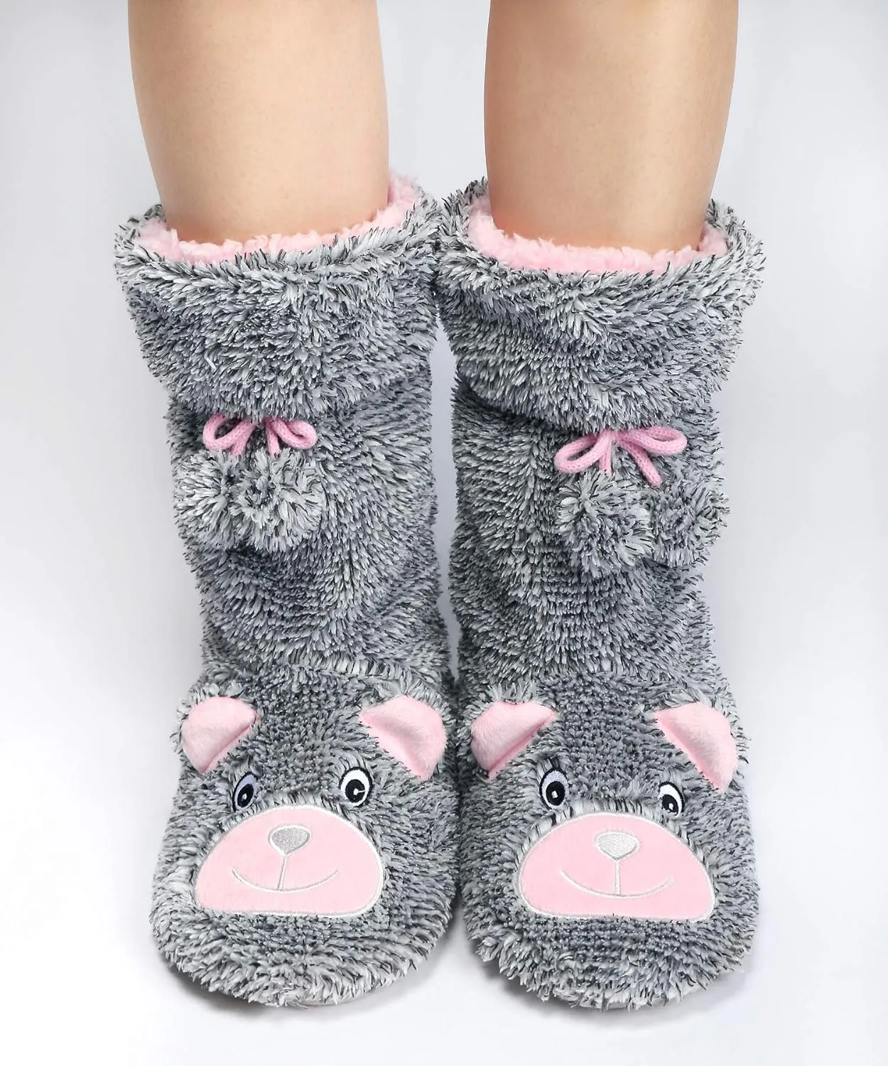 Panda Bros Slipper Socks for Women Cozy Warm Lined Fuzzy Sock Slippers Indoor Booties with Non Slip Grippers