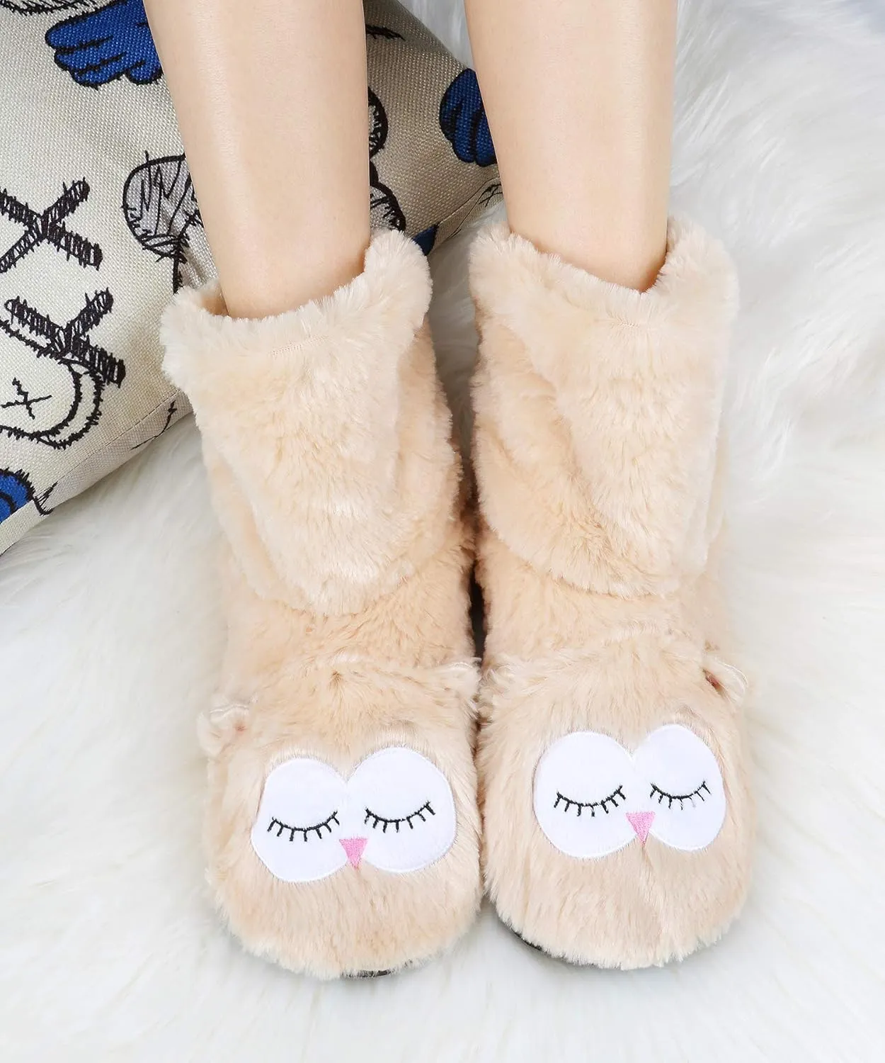 Panda Bros Slipper Socks for Women Cozy Warm Lined Fuzzy Sock Slippers Indoor Booties with Non Slip Grippers