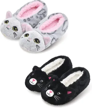 Panda Bros Slipper Socks With Non-Slip Grippers, Cute Fuzzy Warm Cat Animal House Slippers