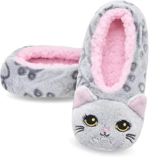 Panda Bros Slipper Socks With Non-Slip Grippers, Cute Fuzzy Warm Cat Animal House Slippers
