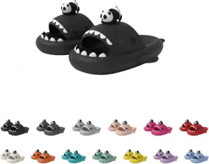 Panda Shark Slides，Strawberry Shark Slides，Unisex Soft Sole Cute Cartoon Non-slip Indoor And Outdoor Shark Slippers.