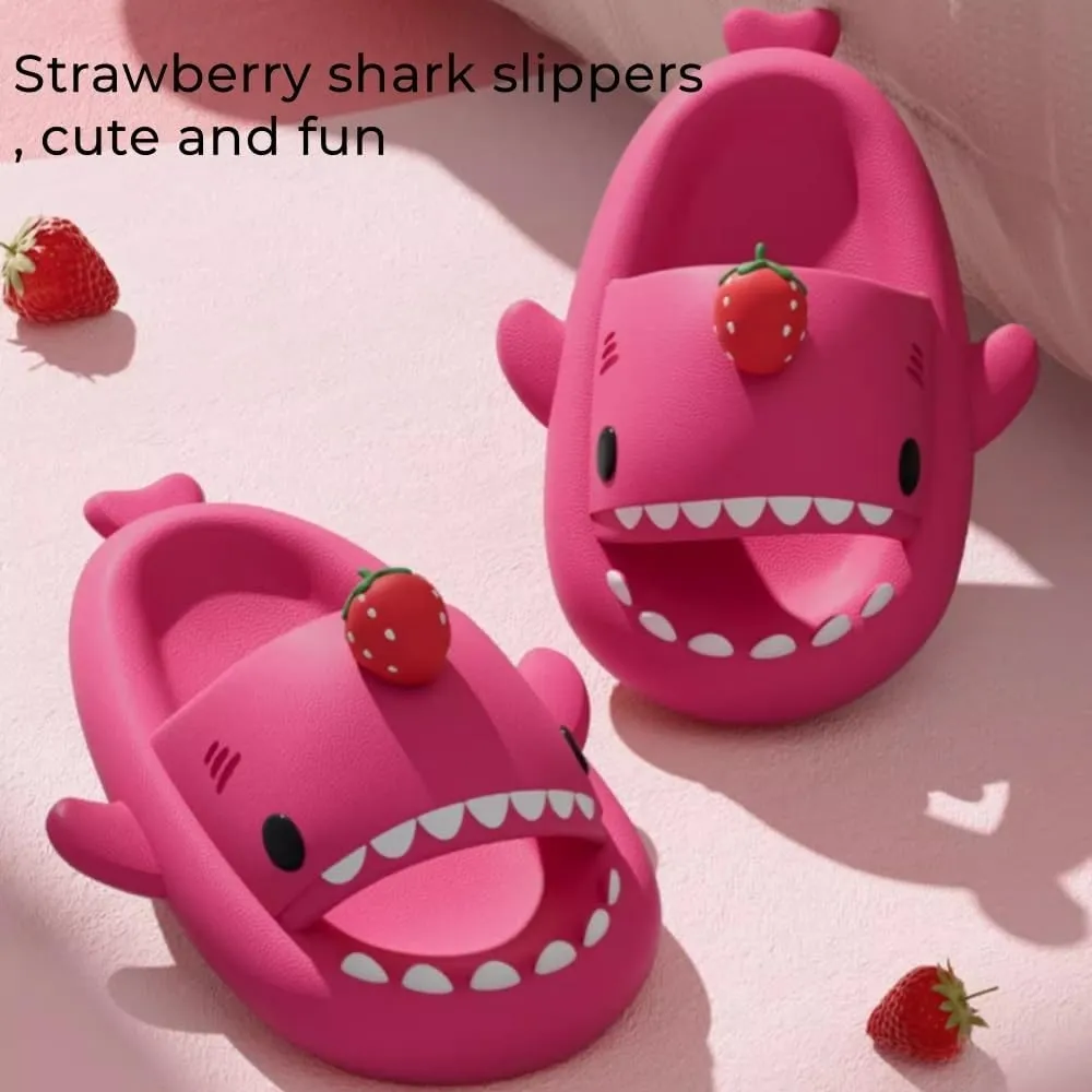 Panda Shark Slides，Strawberry Shark Slides，Unisex Soft Sole Cute Cartoon Non-slip Indoor And Outdoor Shark Slippers.
