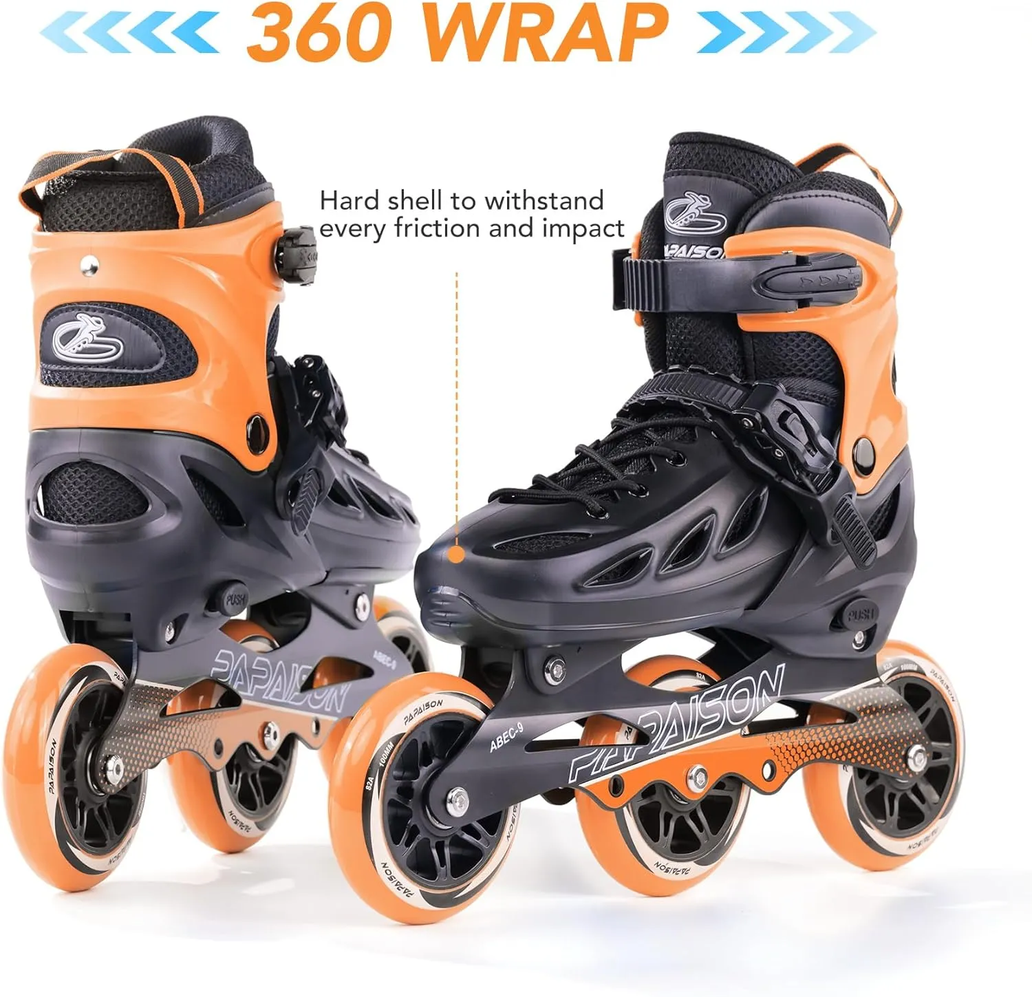 PAPAISON Adult Adjustable Inline Skates for Men Women with 3 100mm Wheels, Outdoor Blades Female Male Fitness Speed Racing Skates, Roller Skates for Teens Boys Girls